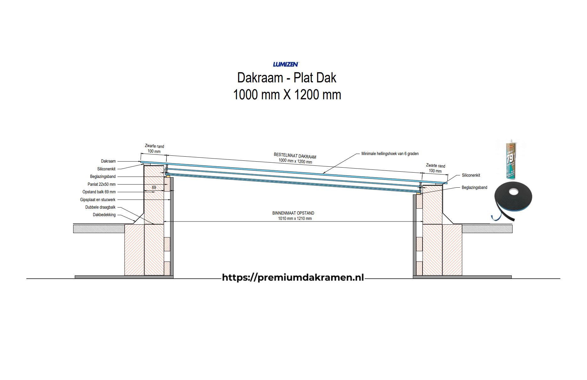 Platdakraam - 100x120 cm van Premium Dakramen
