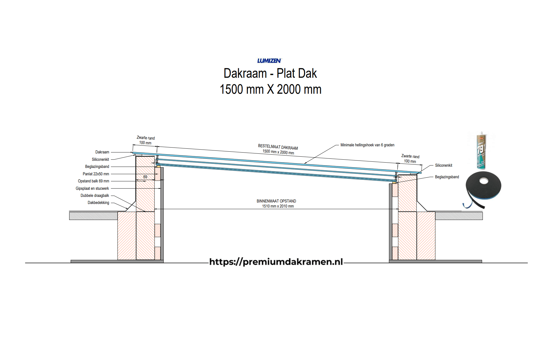 Platdakraam - 150x200 cm van Premium Dakramen